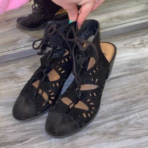 Black cut out booties